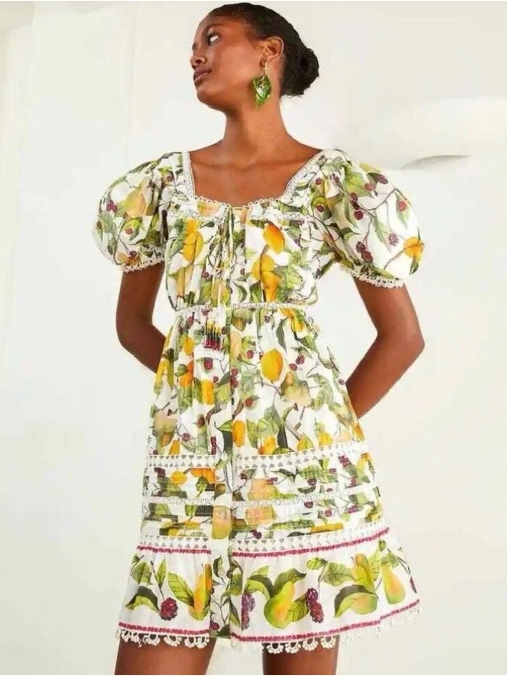 FARM Rio Fruit Orchard Off White Mini Dress M